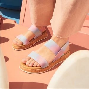 Steve Madden Cork Wedge Platform Sandals in cotton candy Ombré